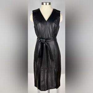 Antonio Melani Women’s Sheath Dress Luxury Black Leather Size 8